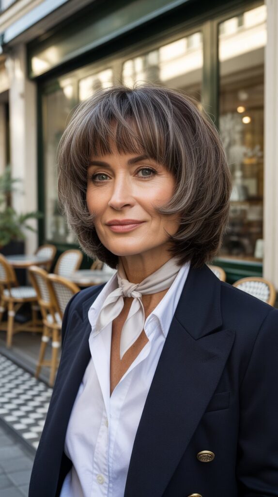 Top 32+ Short Hairstyles for Round Face Thin Hair Over 50 13 French Crop with Textured Fringe