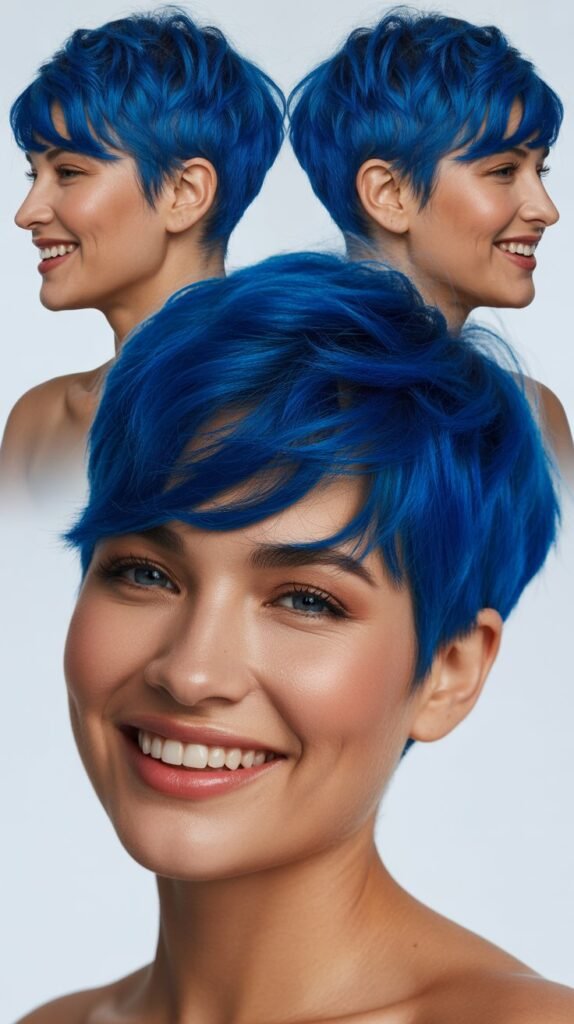  Electric Blue Pixie Cut