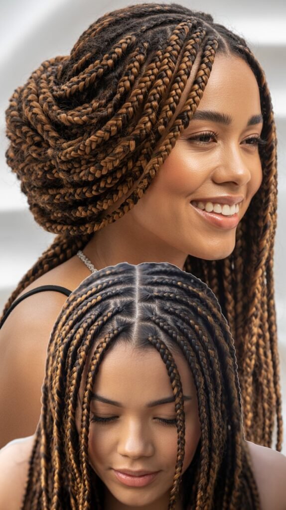 Micro Braids with Scattered Caramel Pieces