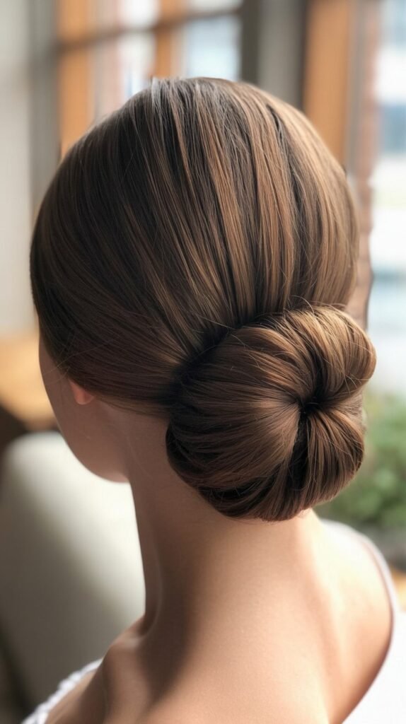 Low Rolled Updo with Side Part