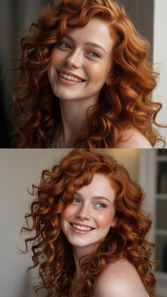 Curly Long Bob with Choppy Bangs