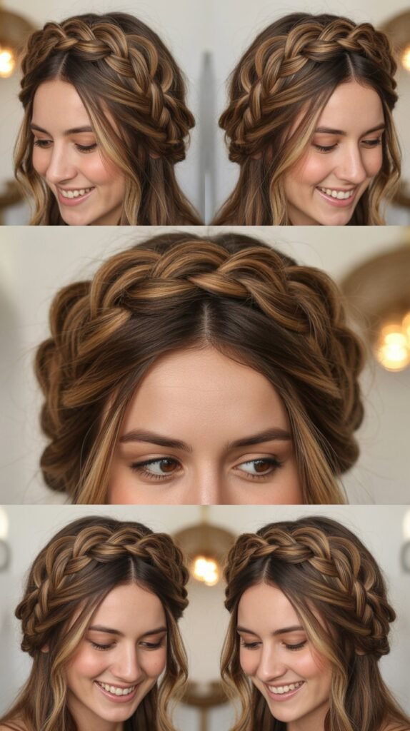  Halo Braid with Caramel Crown