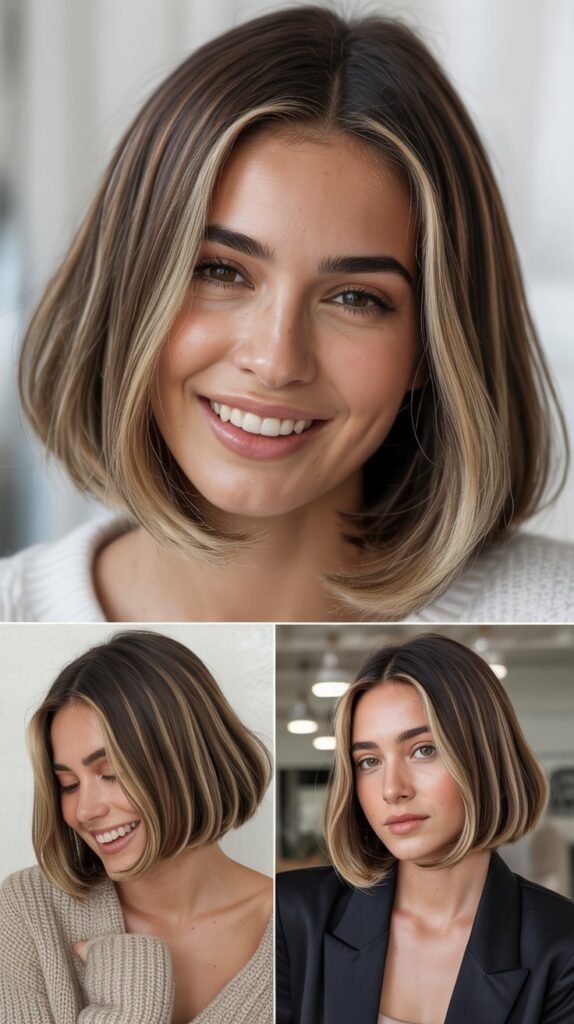 . Long Bob with Layered Bangs