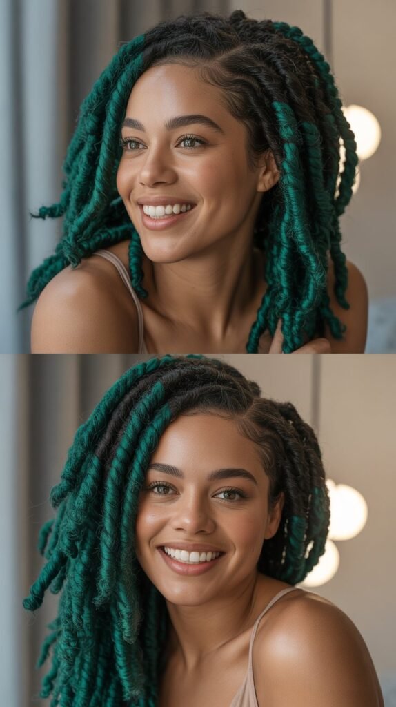. Emerald Green Faux Locs