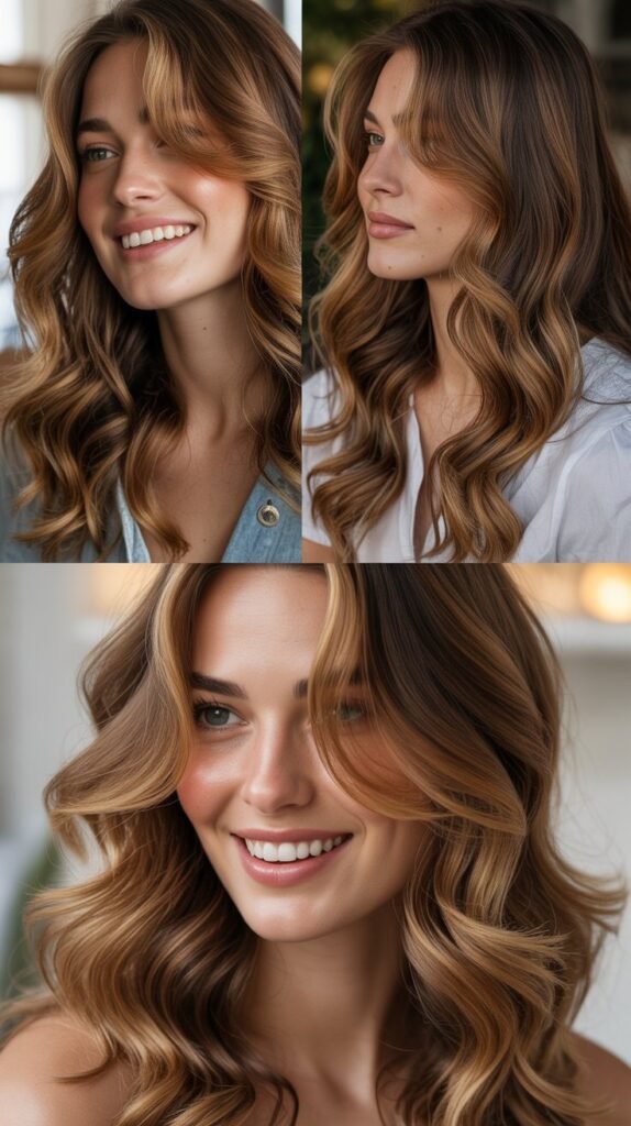 Caramel Highlights with Warm Brown Base on Waves