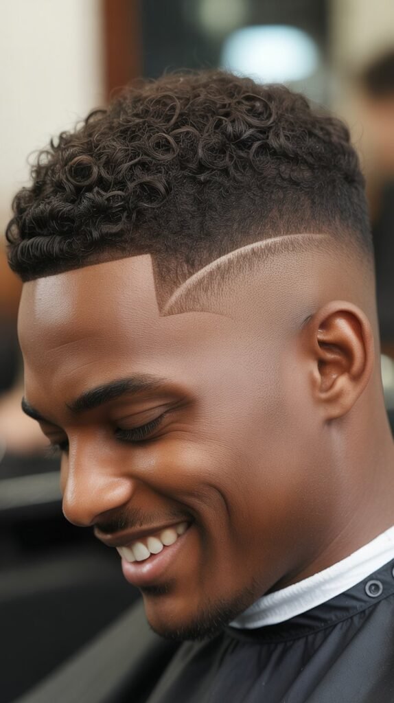  Curly Taper Fade