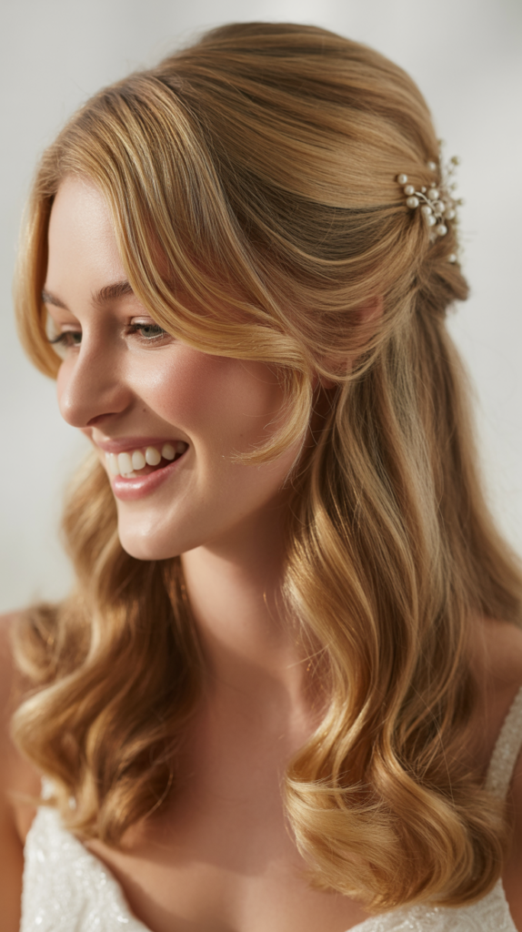 Soft Romantic Waves Half-Up