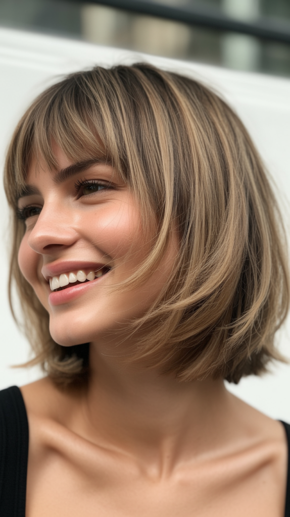 Choppy Bob with Textured Bangs for Fine Hair