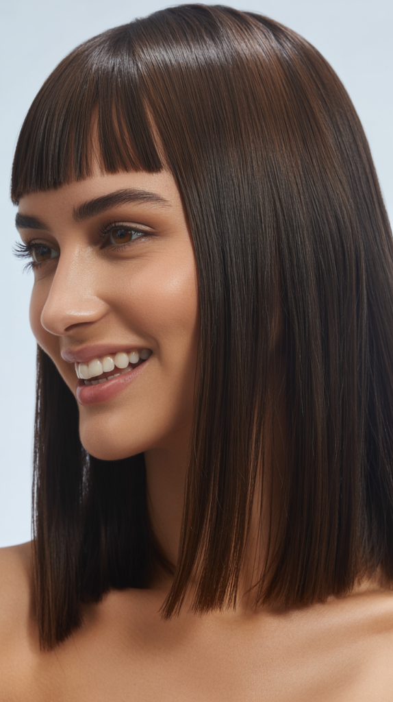 Straight Blunt Cut with Micro Bangs