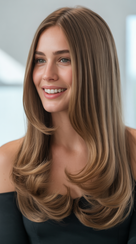 Straight Layered Hair with Flipped Ends