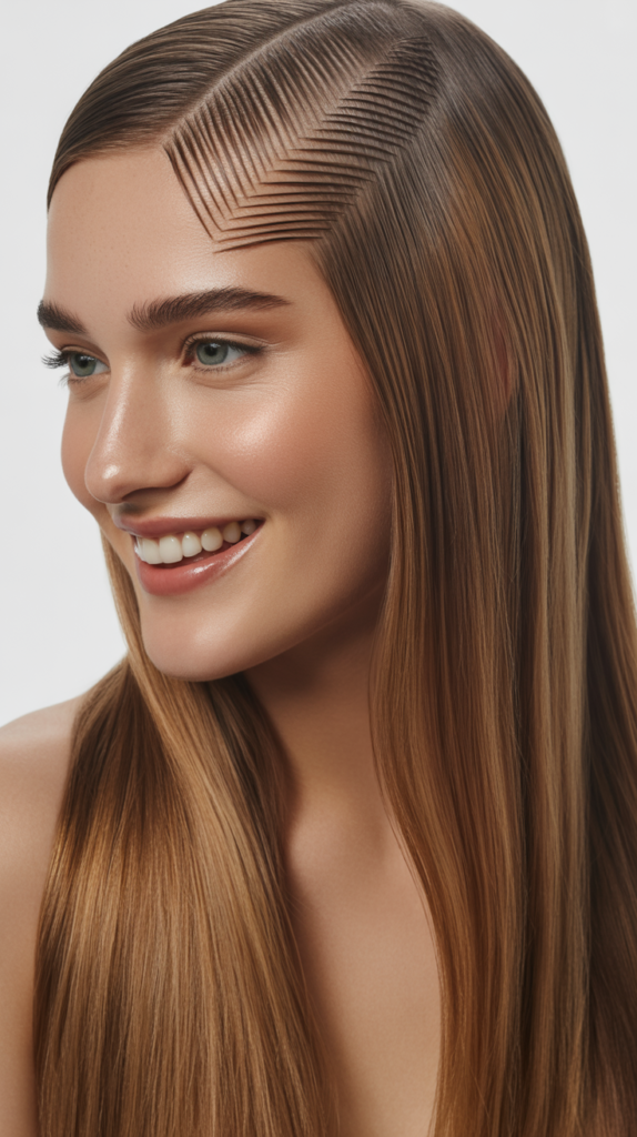 Straight Hair with Zigzag Part