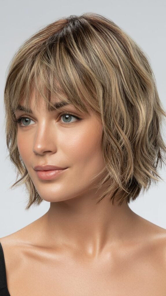 Textured Bob with Choppy Bangs