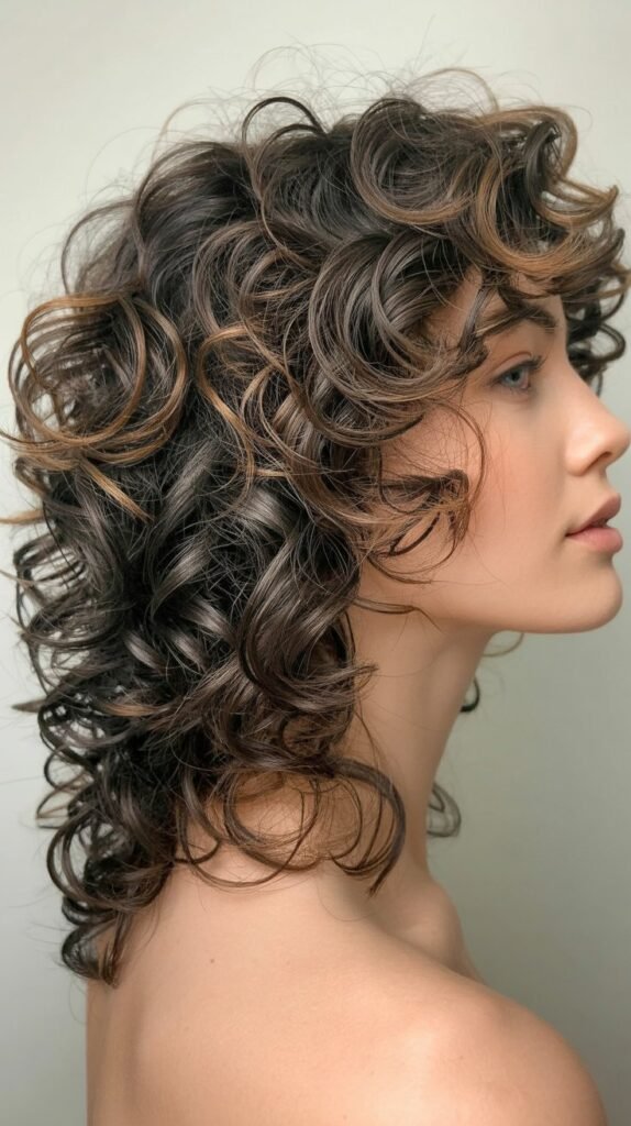 Layered Curly Side Part