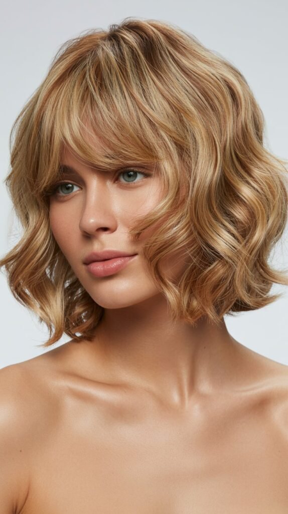 Undone Wavy Bob with Curtain Fringe