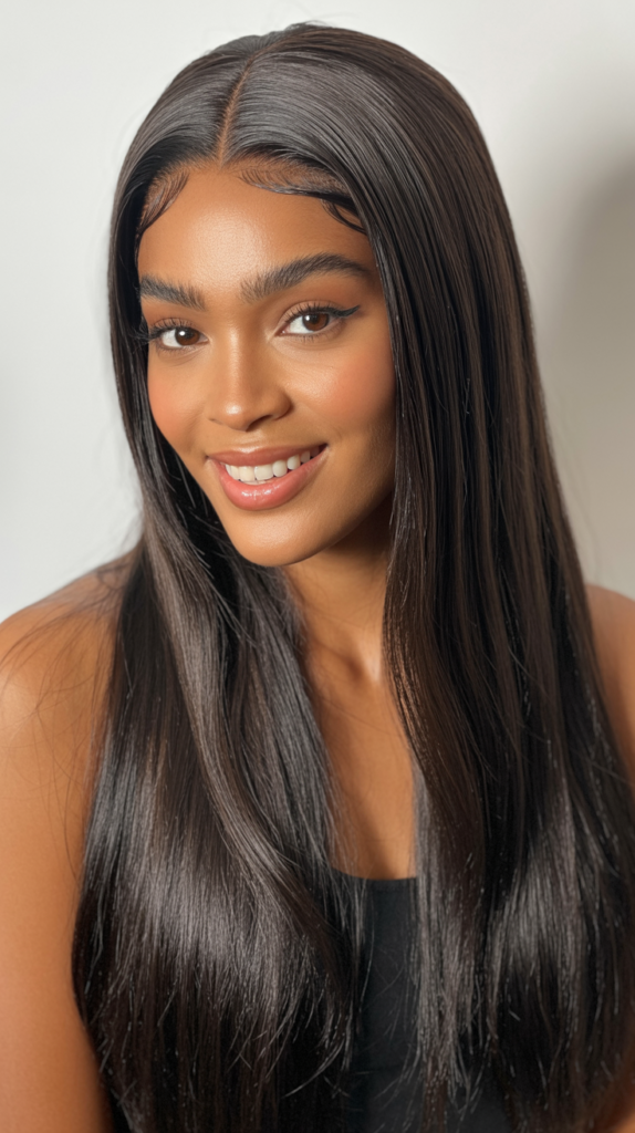 Long Straight Middle Part