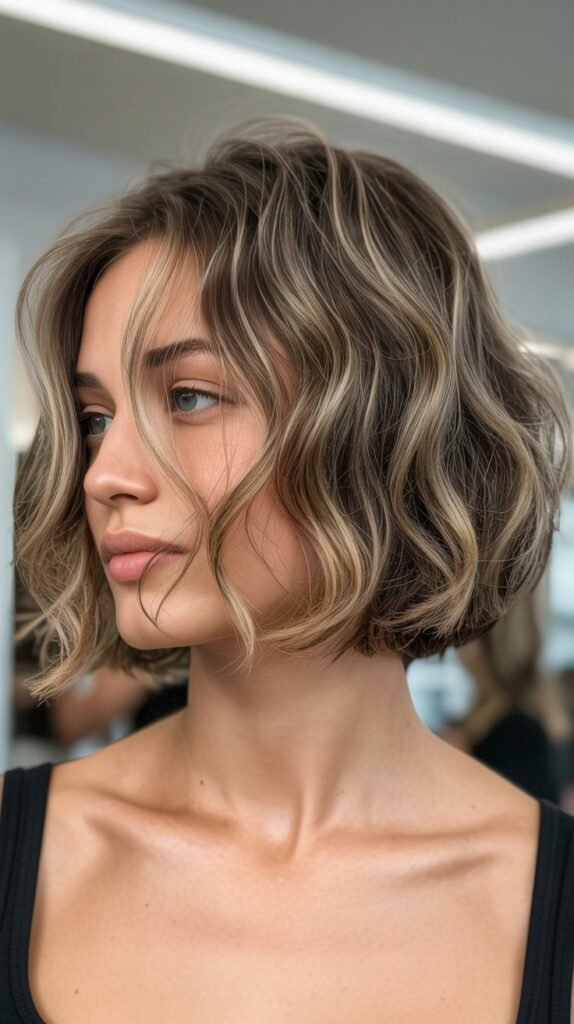 Tousled Bob with Beach Waves
