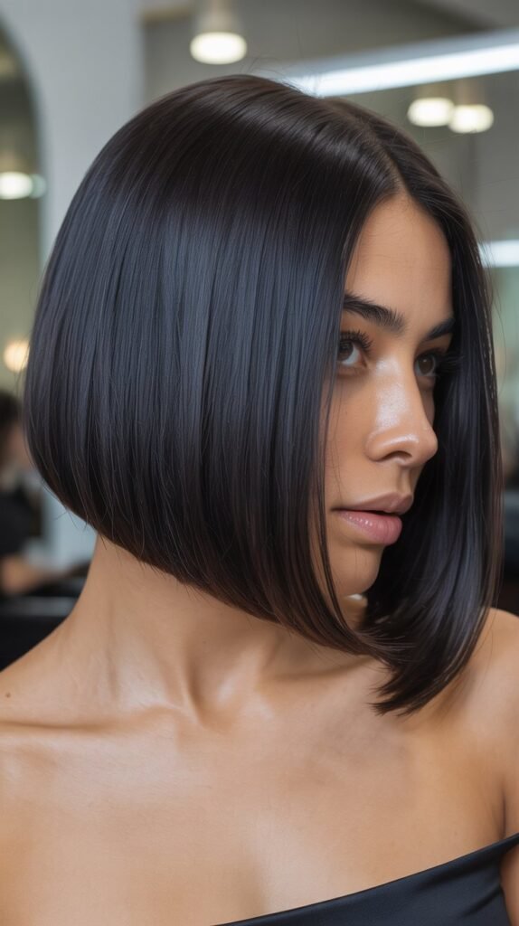 Sleek and Straight Angled Bob