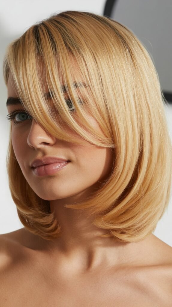 Polished Long Bob with Side Bang