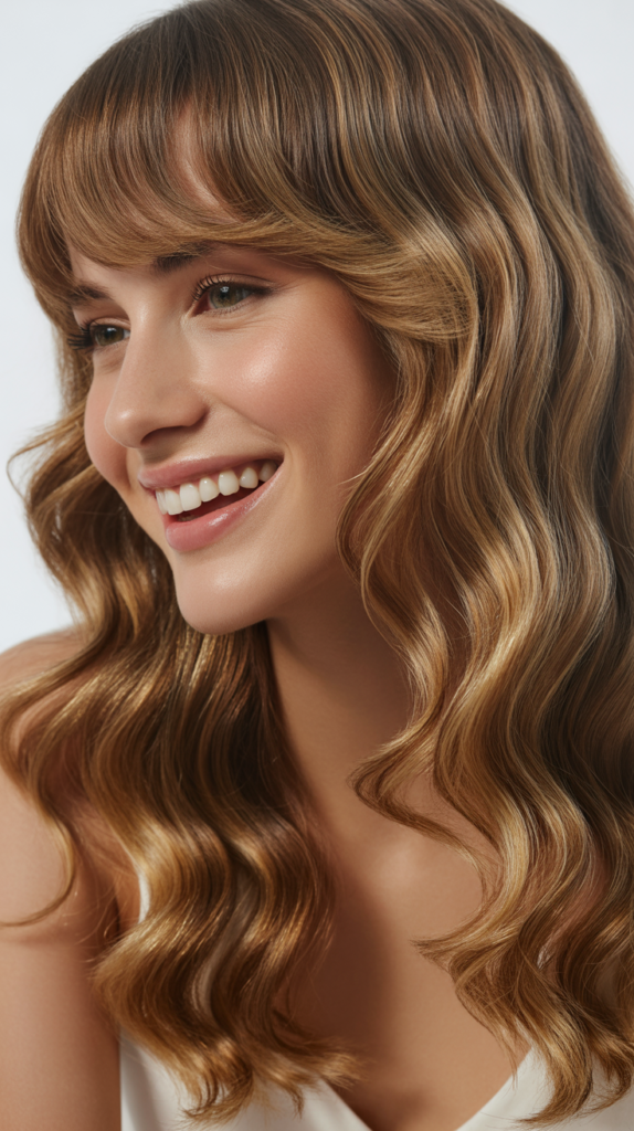 Wavy Hair with Deep Side Bangs