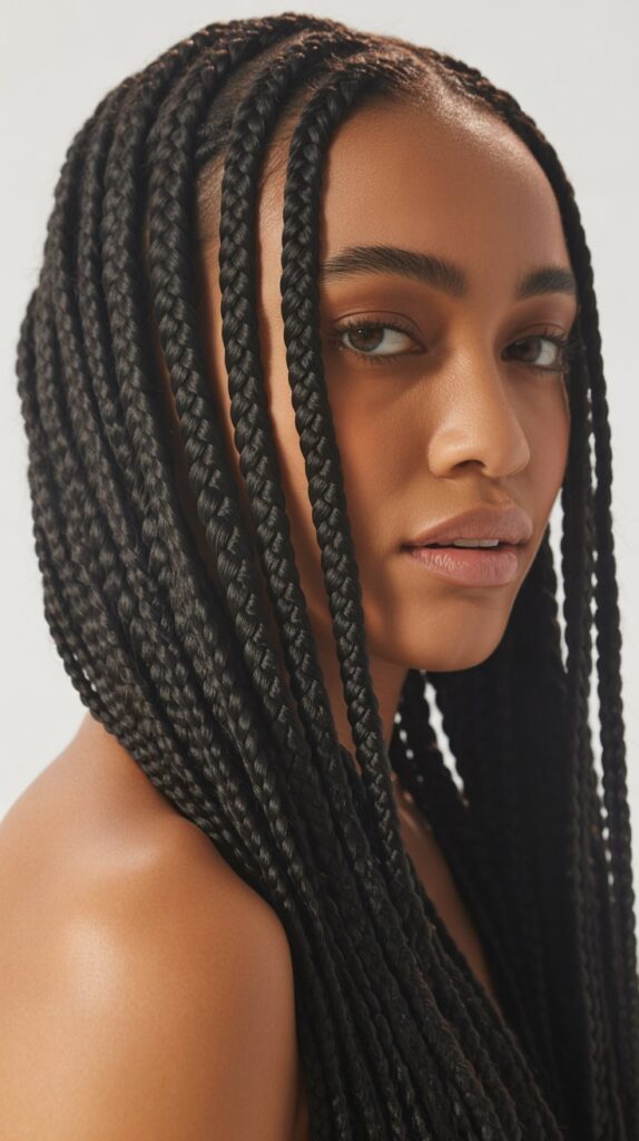 Top 27+ Stunning Side Part Knotless Braids to Try Right Now 1 1. Classic Long Side Part Knotless Braids