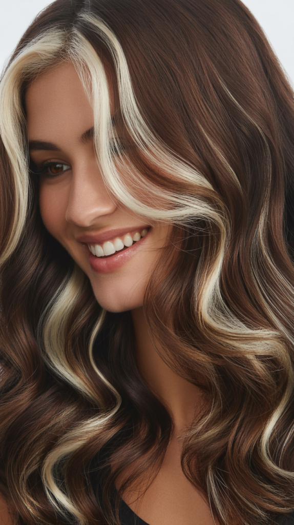 Dark Brown with Platinum Peekaboo Highlights