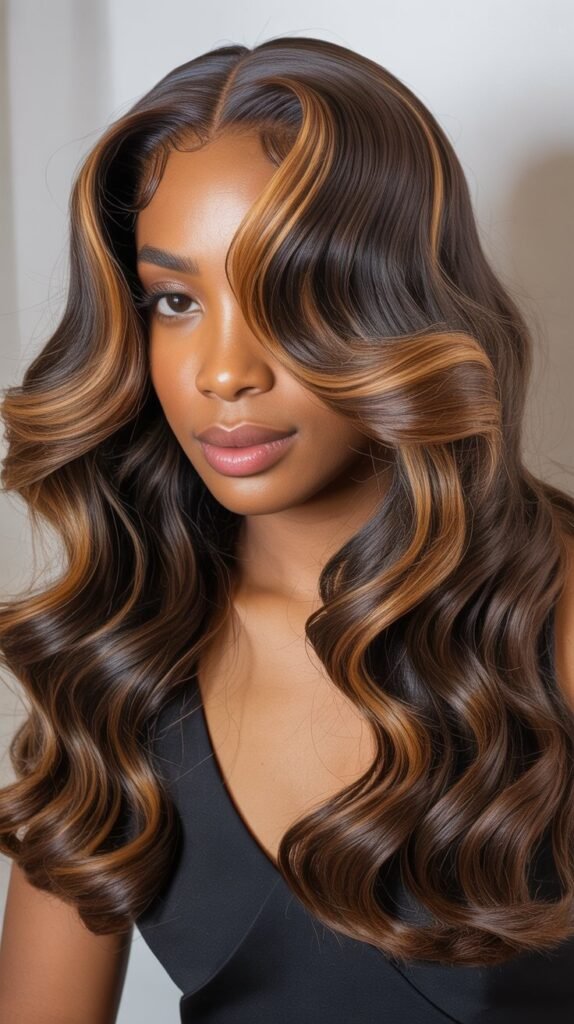 Body Wave Middle Part with Highlights