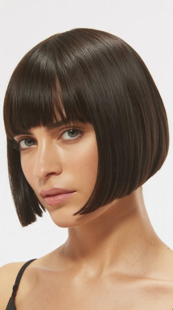 Undercut Bob with Straight Bangs