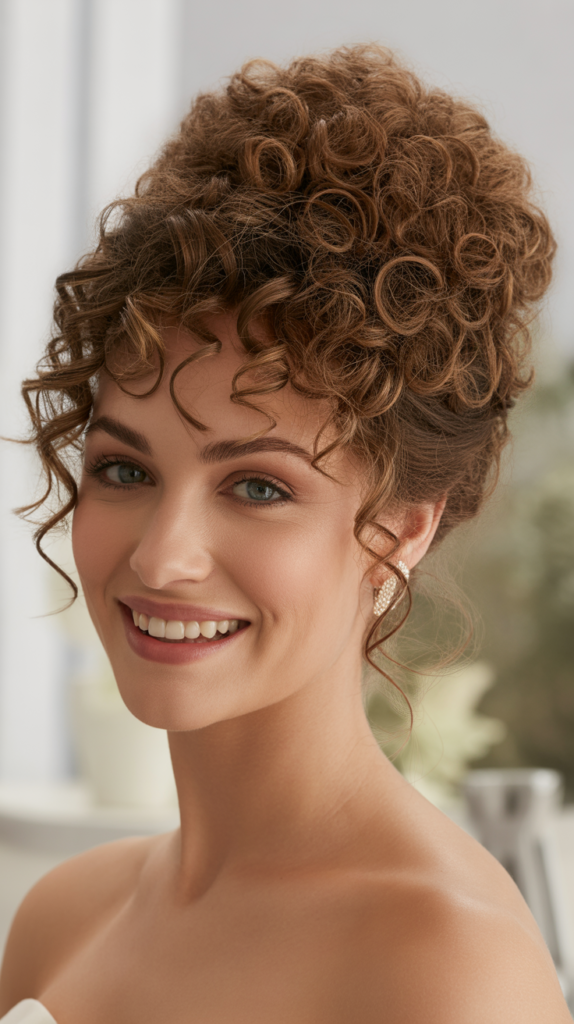 Textured Curly Bouffant Updo