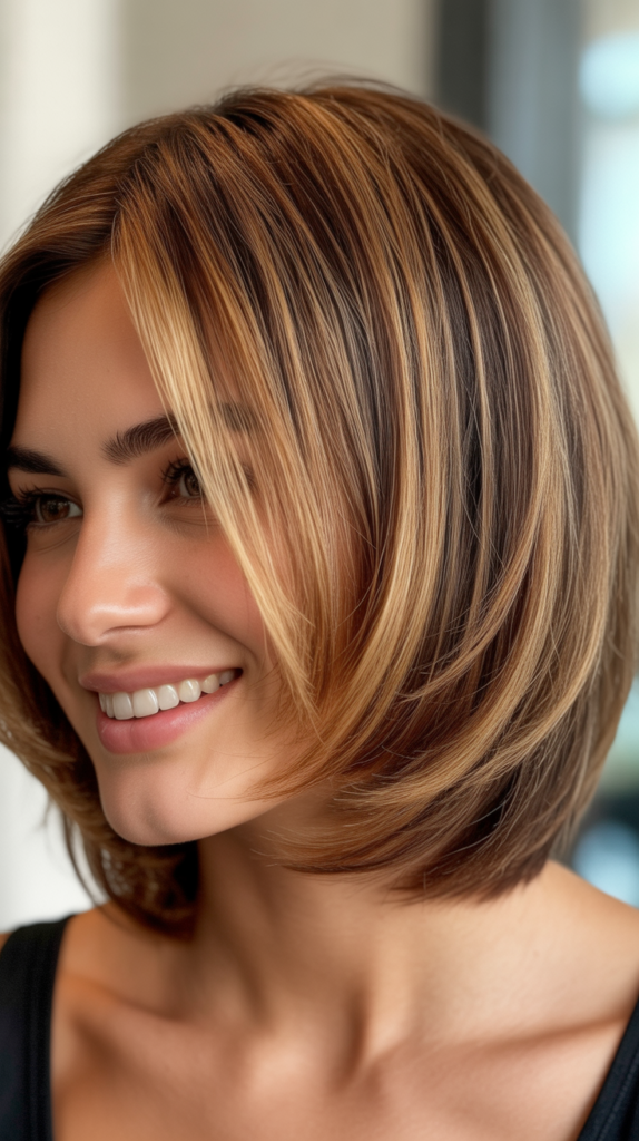 Stacked Bob with Face-Framing Highlights