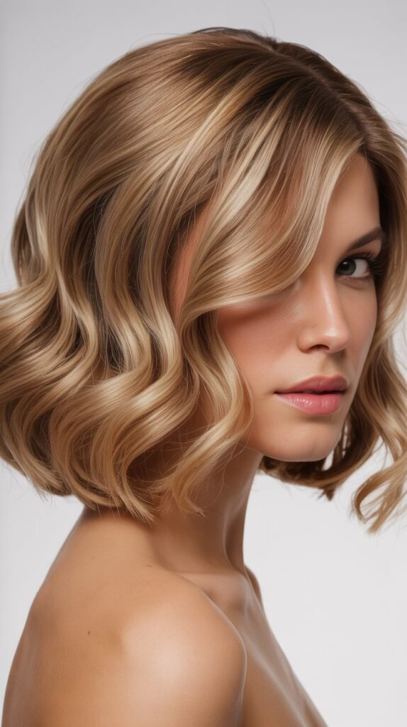 Wavy Angled Bob for Thin Hair