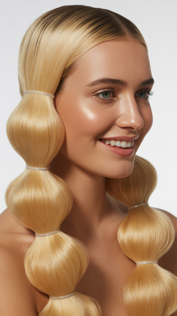 Straight Hair with Bubble Ponytail