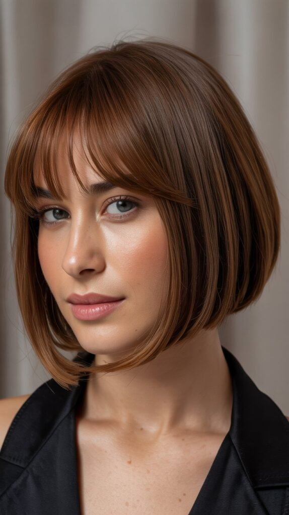 Angled Bob with Curtain Bangs
