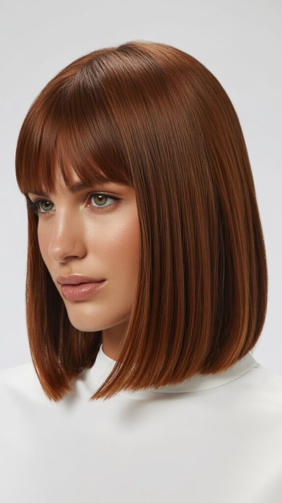 Straight Long Bob with Micro Curtain Bangs