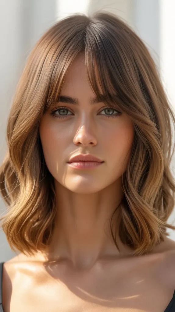 Long Bob with Curtain Bangs and Soft Waves