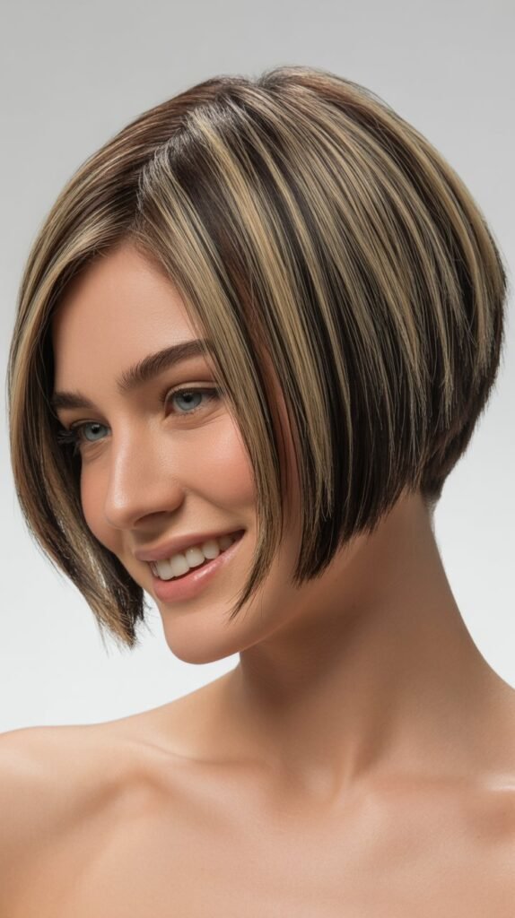 Blunt-Cut Stacked Bob with Sharp Angles
