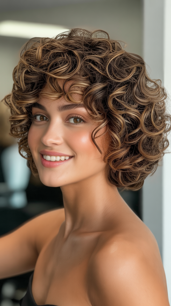 Stacked Curly Bob With Volume
