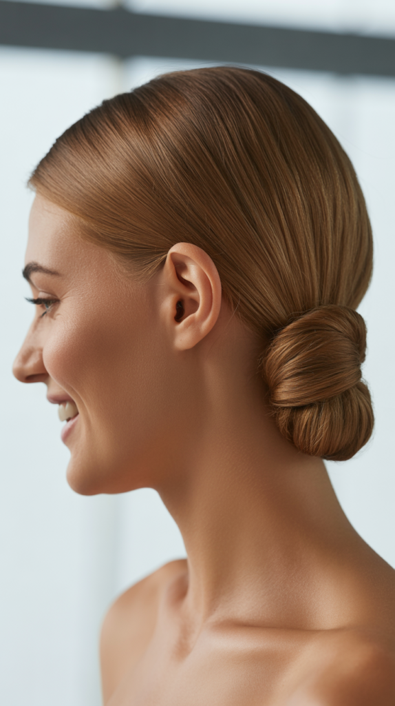 Low Bun with Straight Texture