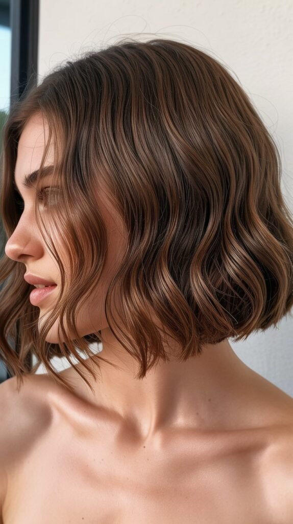 Wavy Textured Angled Bob