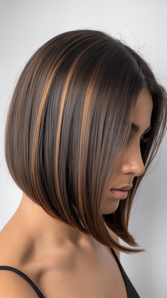 Long Angled Bob with Subtle Highlights