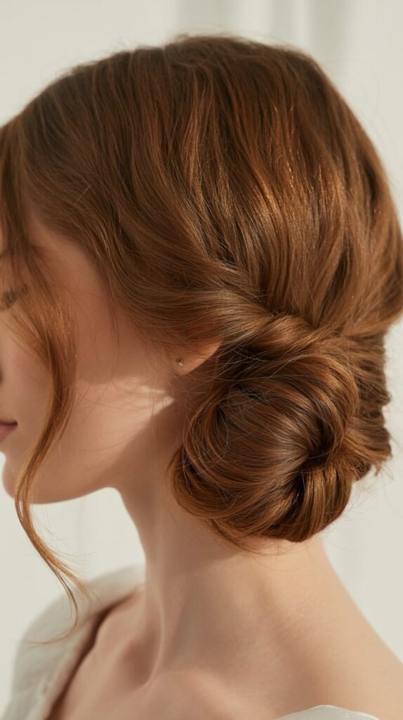 Twisted Half-Up Bun with Side Bangs