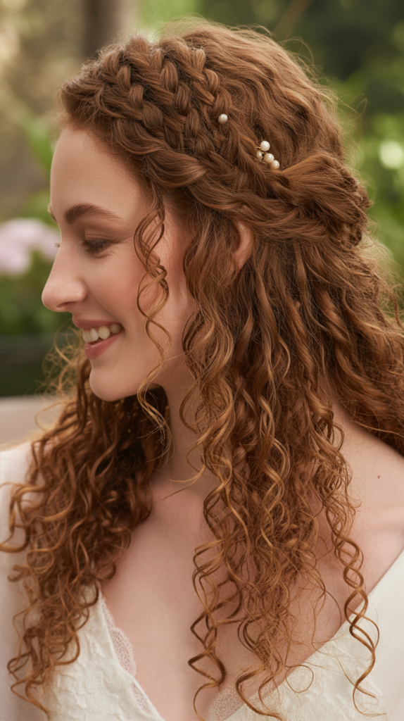 Braided Crown with Loose Curls