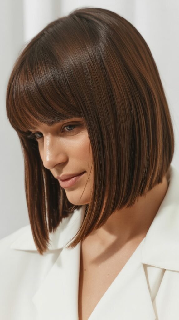 Long Bob with Curtain Bangs and Middle Part