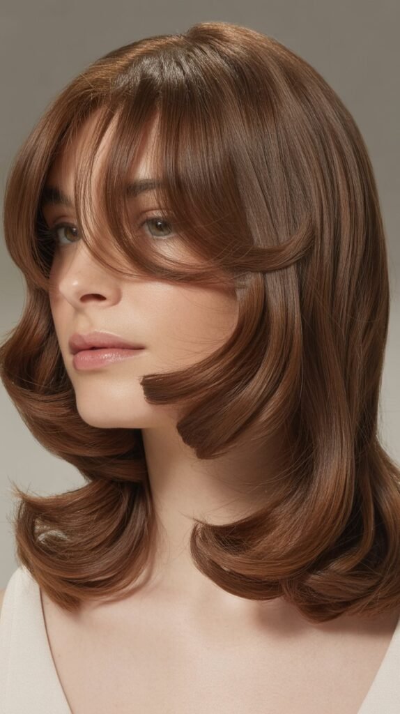 Long Bob with Curtain Bangs and Vintage Waves