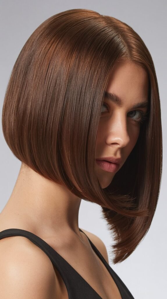 Long Angled Bob with Flipped Ends