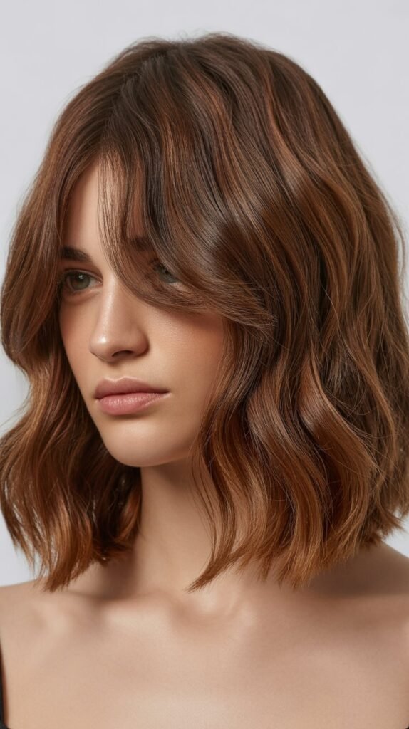 Tousled Long Bob with Piecey Curtain Bangs