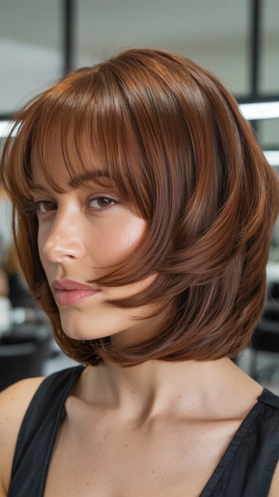 Stacked Bob with Curtain Fringe