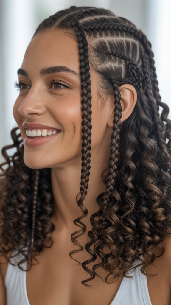 Goddess Braids With Curly Ends