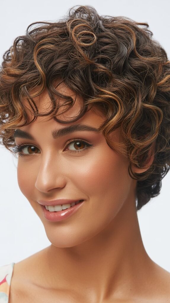 Curly Pixie with Round Tortoiseshell Glasses