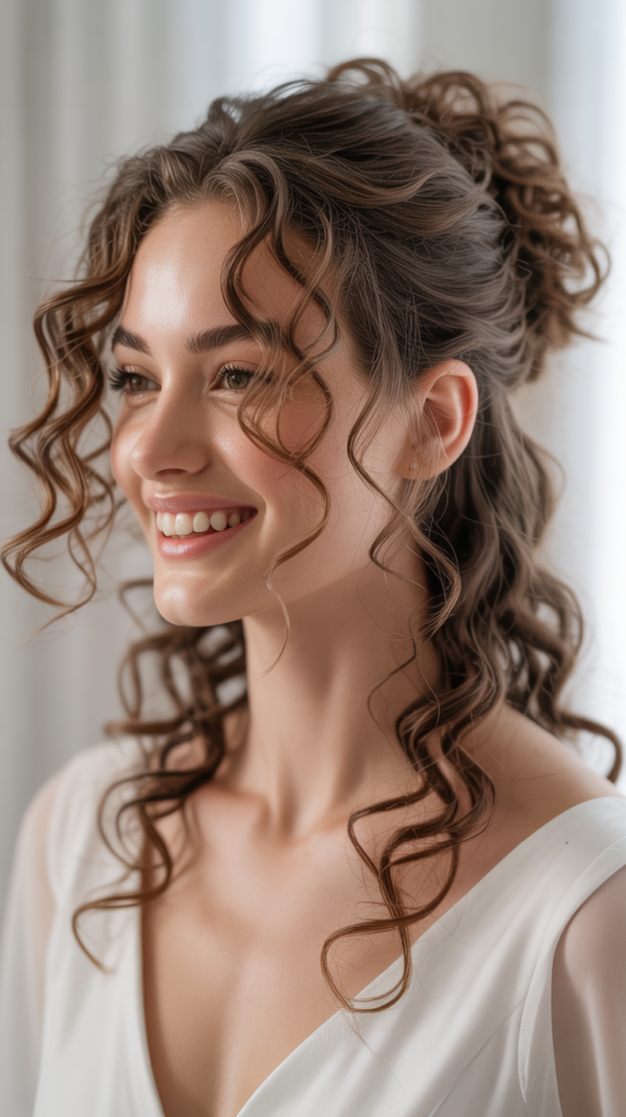 Messy Bun with Face-Framing Curls