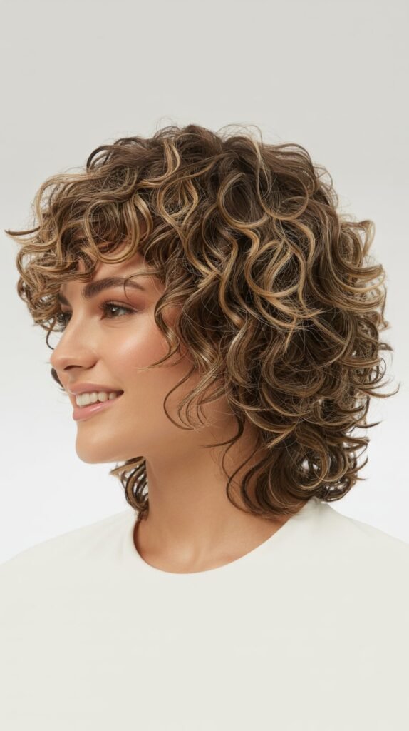 Layered Curly Wolf Cut